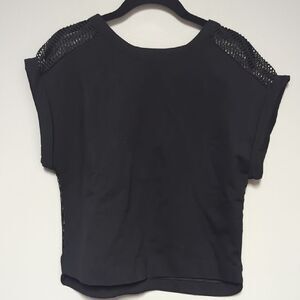 Banana Republic Black Boxy Crop T-Shirt with Cap Sleeves